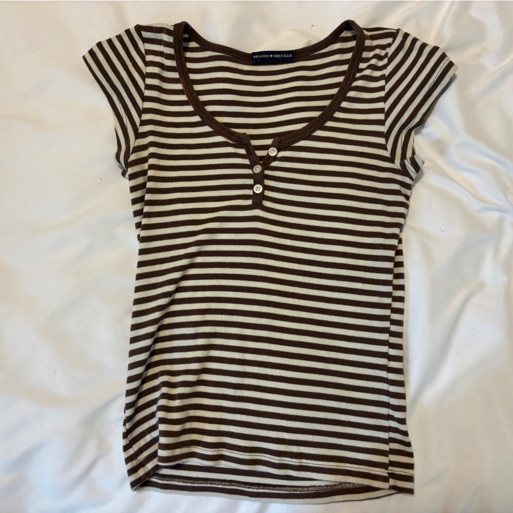 Cute vintage white and brown stripped shirt
